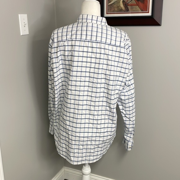 Untuckit Mens Windowpane Plaid Blue White Long Sleeve 100% Cotton Button down - Picture 4 of 5